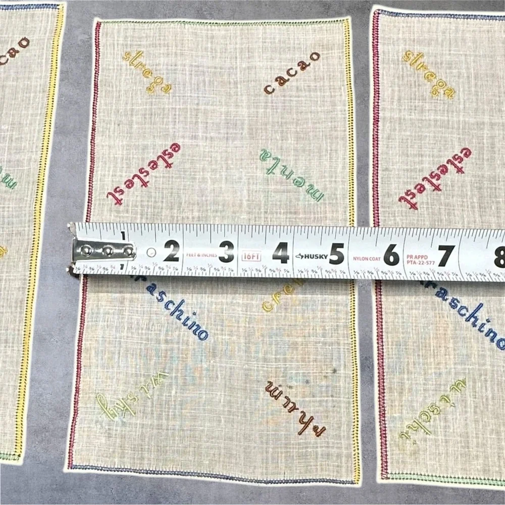 Set‎ of 6 MCM Retro Cocktail Napkins Multi Embroidered Italian Linen